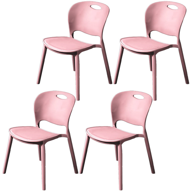 Nordic Style Armless Chair Plastic Open Back Dining Side Chair (Set of 4)