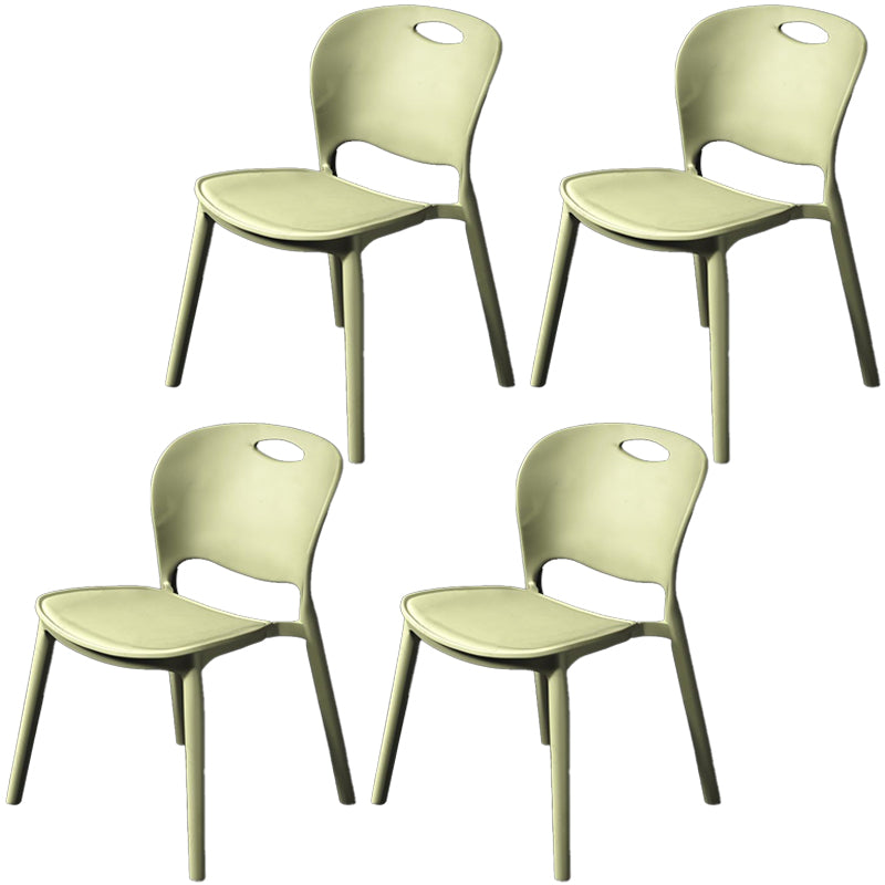 Nordic Style Armless Chair Plastic Open Back Dining Side Chair (Set of 4)