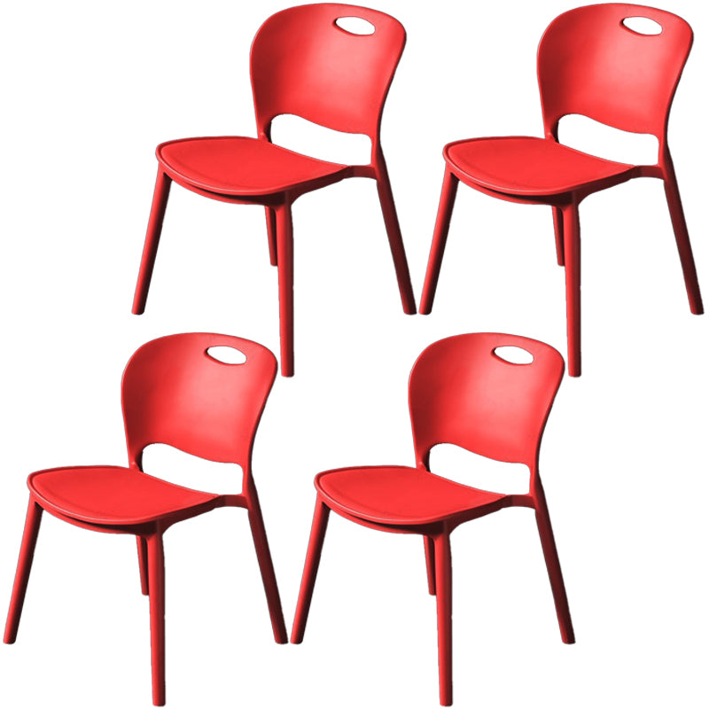 Nordic Style Armless Chair Plastic Open Back Dining Side Chair (Set of 4)