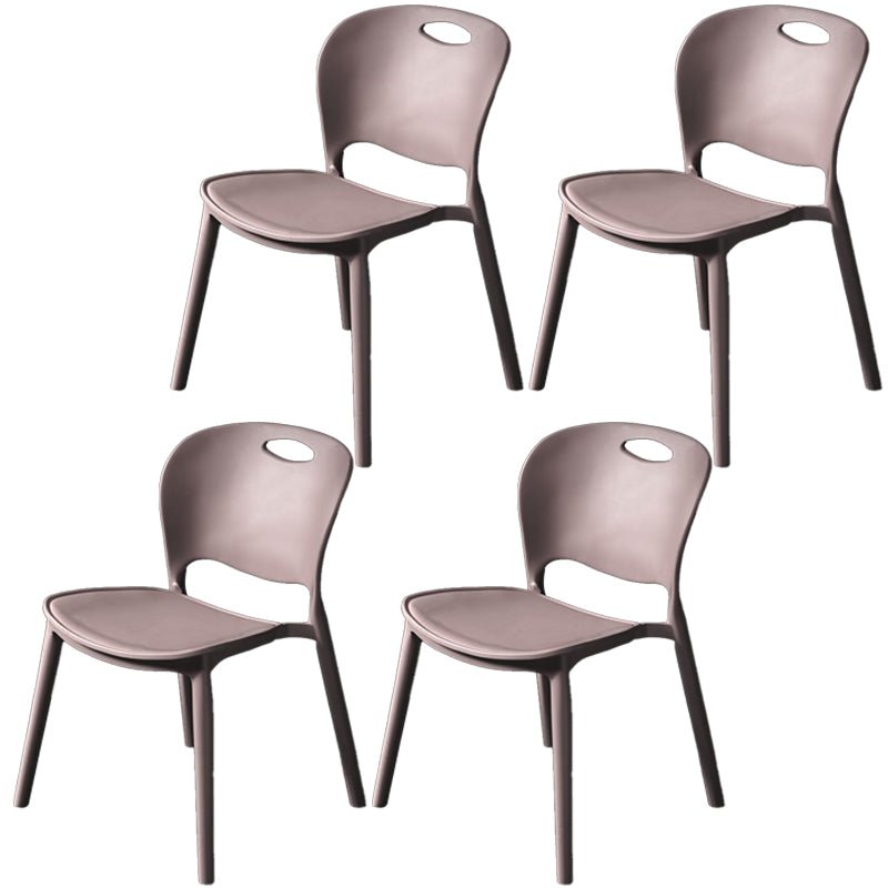 Nordic Style Armless Chair Plastic Open Back Dining Side Chair (Set of 4)