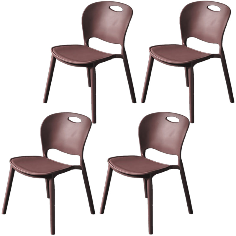 Nordic Style Armless Chair Plastic Open Back Dining Side Chair (Set of 4)