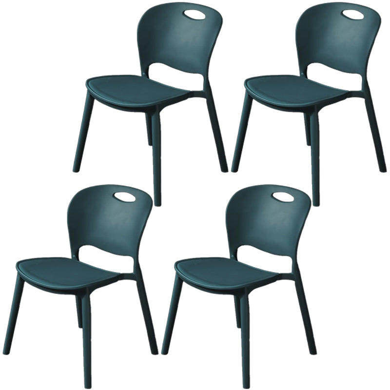 Nordic Style Armless Chair Plastic Open Back Dining Side Chair (Set of 4)