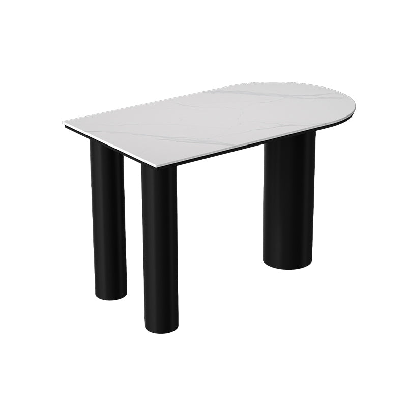 Glam Iron Bar Dining Table with White Stone Top Indoor Bistro Table