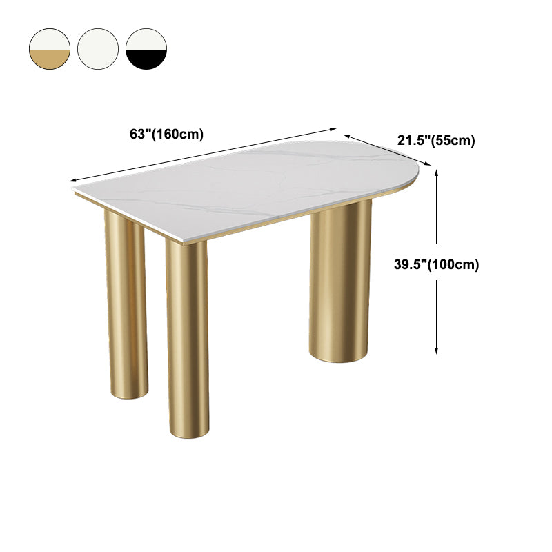 Glam Iron Bar Dining Table with White Stone Top Indoor Bistro Table