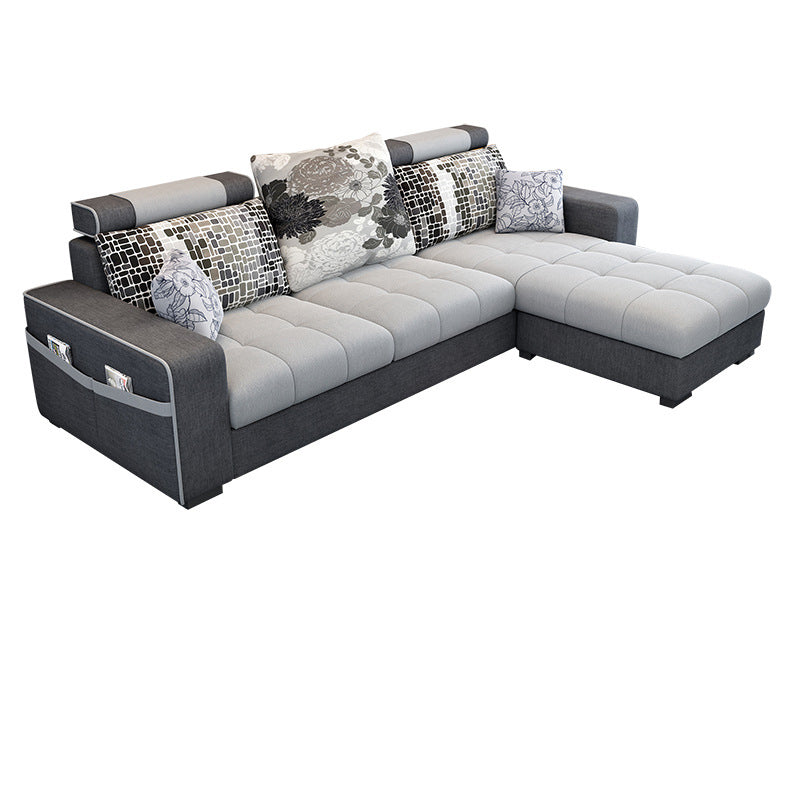 Square Arms Sectional 106.3"L High Back Sofa with Storage for Apartment