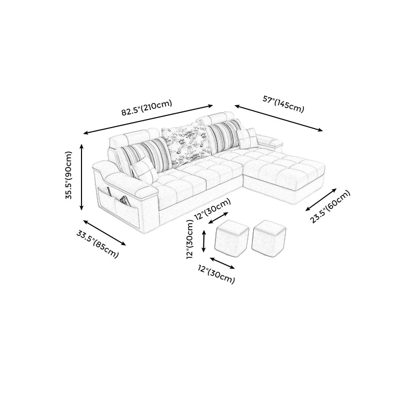 ARMS inclinati 106.3 "LX 57" W X 35.43 "H Sections High Back divano con archiviazione