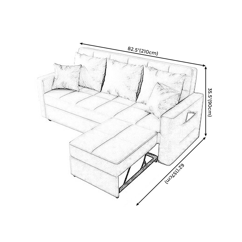 Square Arm Cream Cushion Back Sectionals Contemporary Stain-Resistant Chaise Sofa