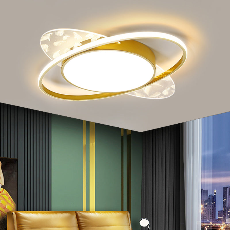 Nordic Feather Ceiling Light Metal Round Flush Mount Light for Living Room