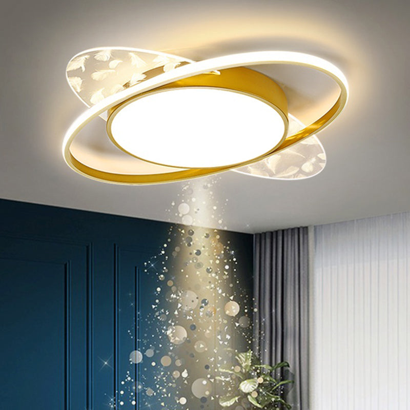 Nordic Feather Ceiling Light Metal Round Flush Mount Light for Living Room