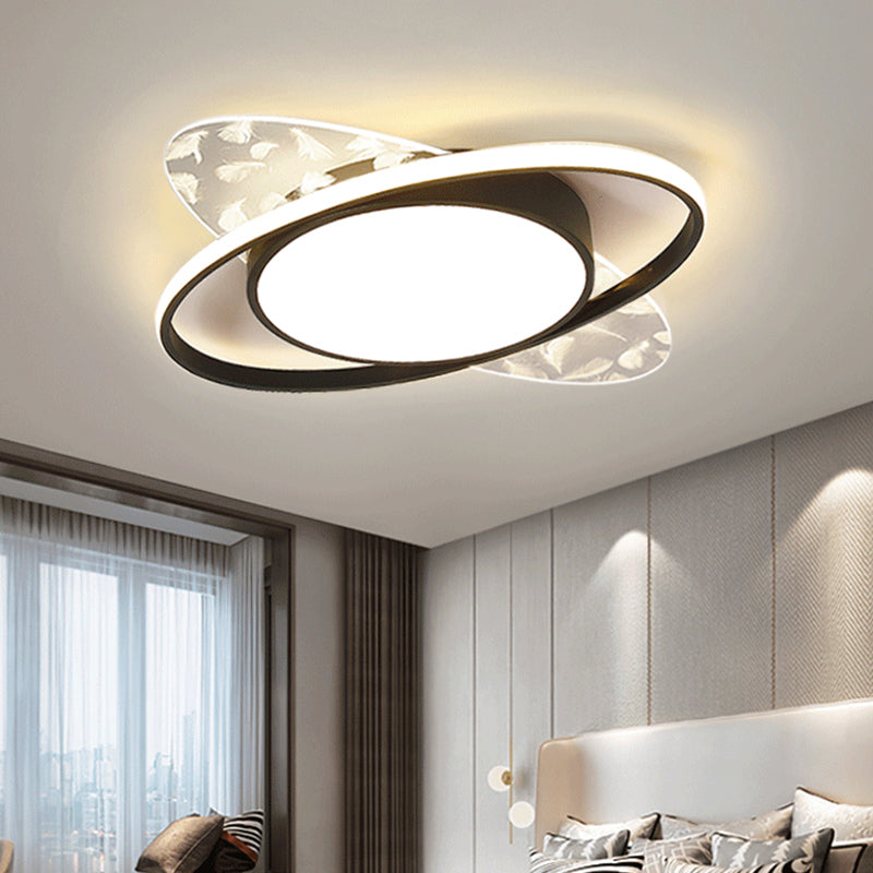 Nordic Feather Ceiling Light Metal Round Flush Mount Light for Living Room