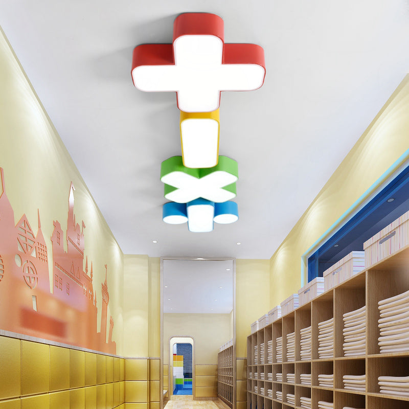 Math Symbol LED Flush Light Cartoon Metallic Kindergarten Ceiling Mounted Light