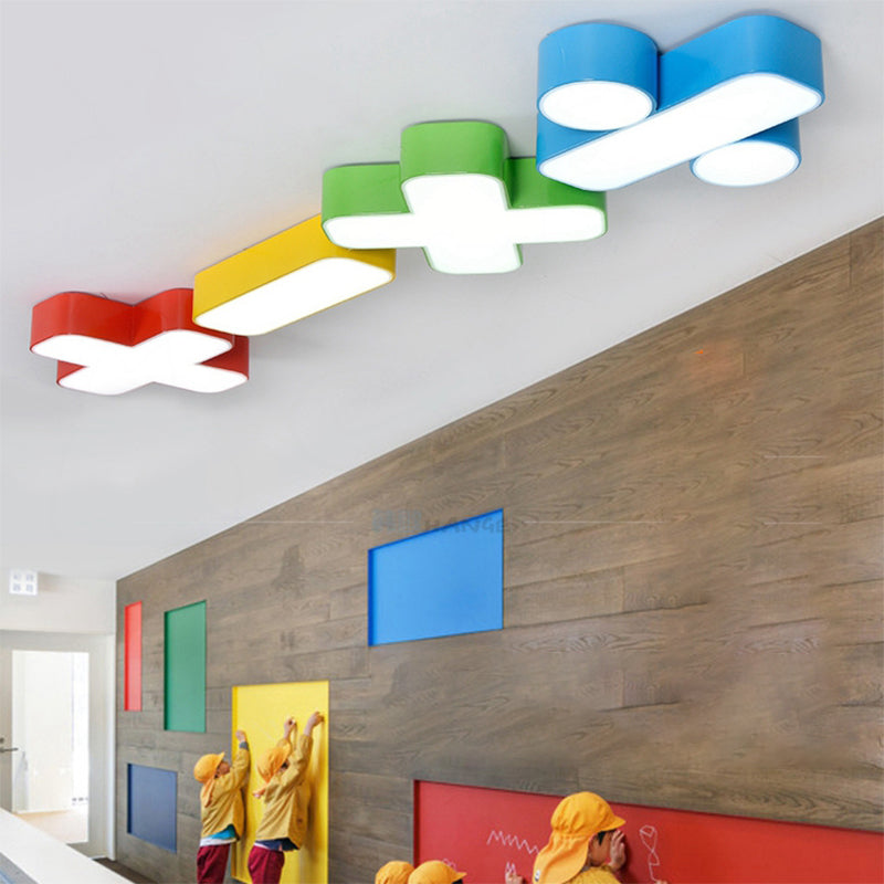 Math Symbol LED Flush Light Cartoon Metallic Kindergarten Ceiling Mounted Light