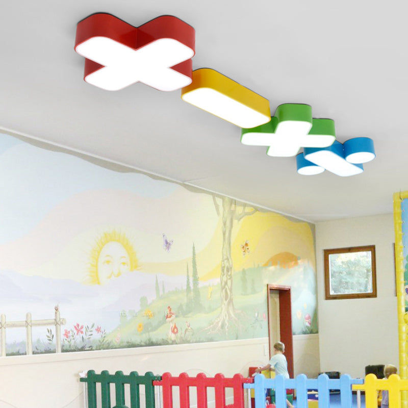 Math Symbol LED Flush Light Cartoon Metallic Kindergarten Ceiling Mounted Light