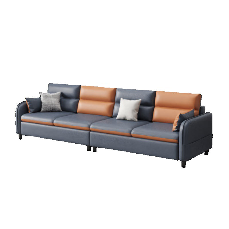 Modern Square Arm Sofa 4-Seat Couch with Pillow Back Cushions and Storage