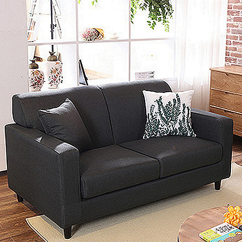 Contemporary 2-seat Sofa Square Arm Settee with Removable Cushions