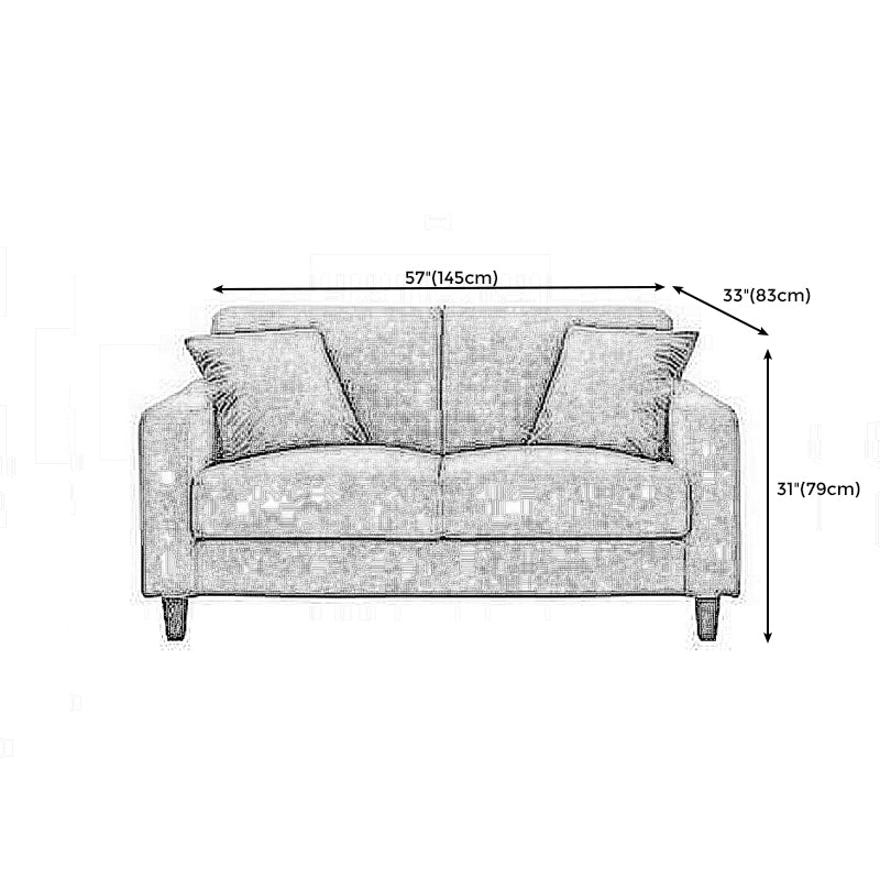 Contemporary 2-seat Sofa Square Arm Settee with Removable Cushions