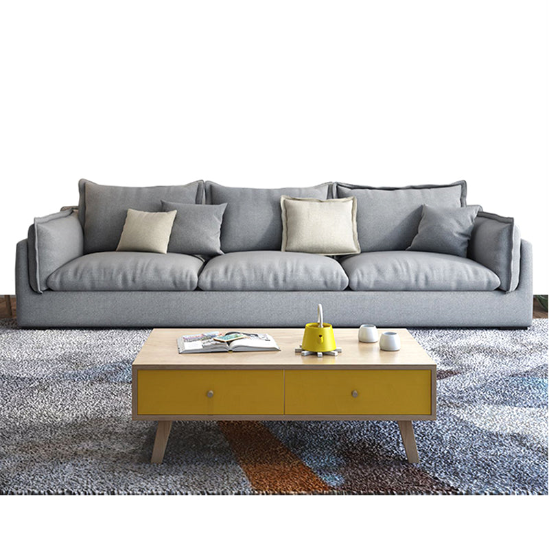 Contemporary Stationary Living Room Couch Gray Pillow Top Arm Sofa