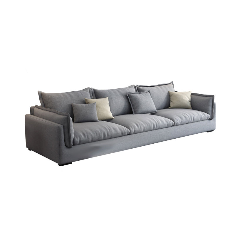 Contemporary Stationary Living Room Couch Gray Pillow Top Arm Sofa