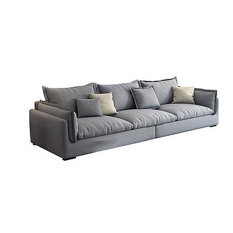 Contemporary Stationary Living Room Couch Gray Pillow Top Arm Sofa