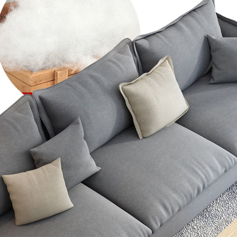 Contemporary Stationary Living Room Couch Gray Pillow Top Arm Sofa
