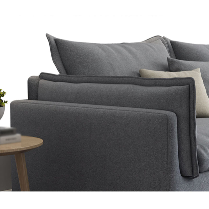 Contemporary Stationary Living Room Couch Gray Pillow Top Arm Sofa