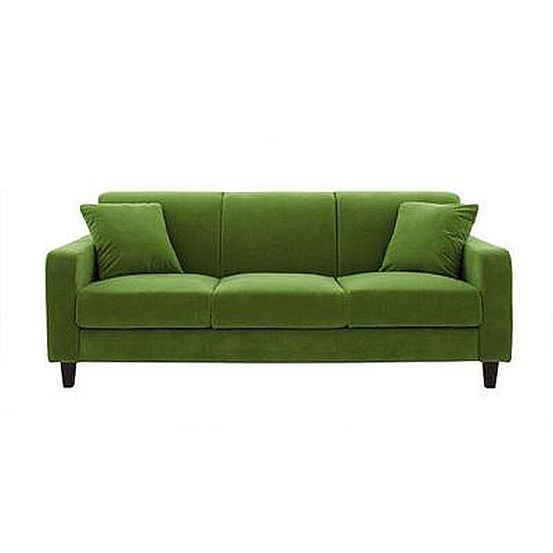 Contemporary Velvet/Linen Couch Square Arm Sofa with Loose Back