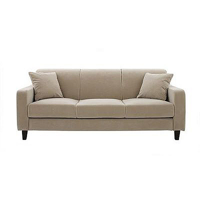 Contemporary Velvet/Linen Couch Square Arm Sofa with Loose Back