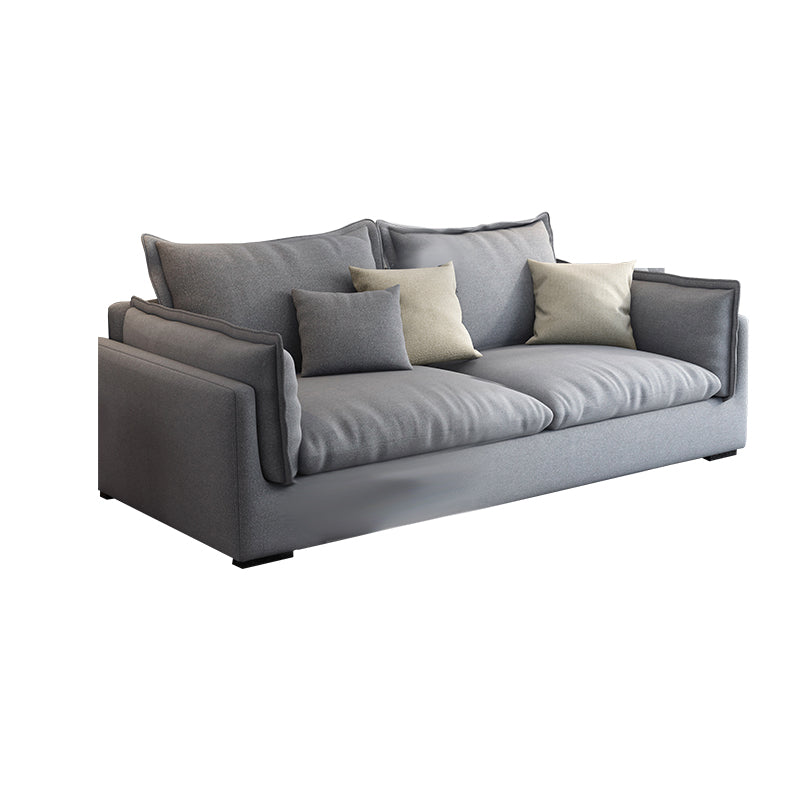 Living Room Gray Stationary Sofa Recessed Arm Standard Cushions Couch