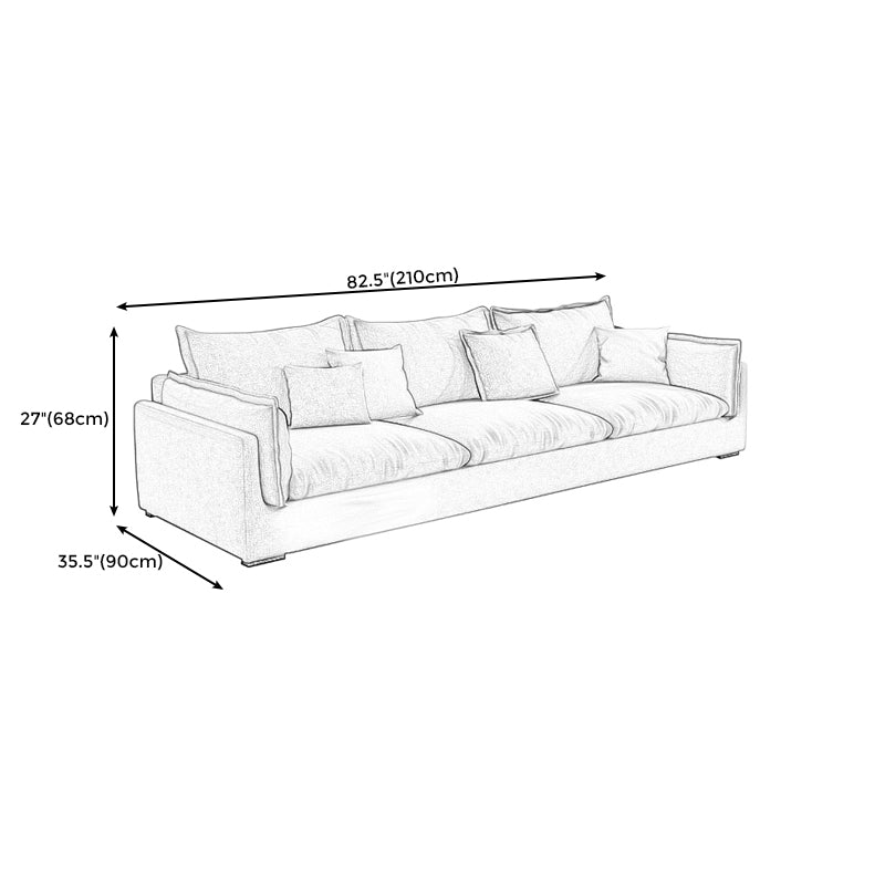 Living Room Gray Stationary Sofa Recessed Arm Standard Cushions Couch