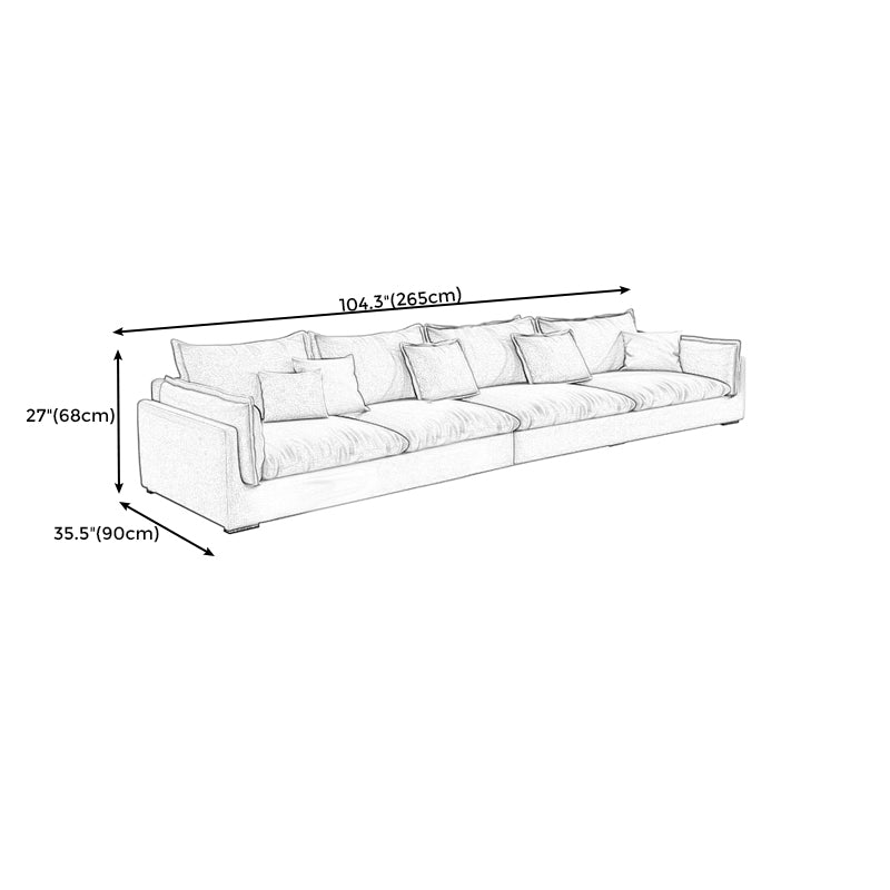 Living Room Gray Stationary Sofa Recessed Arm Standard Cushions Couch