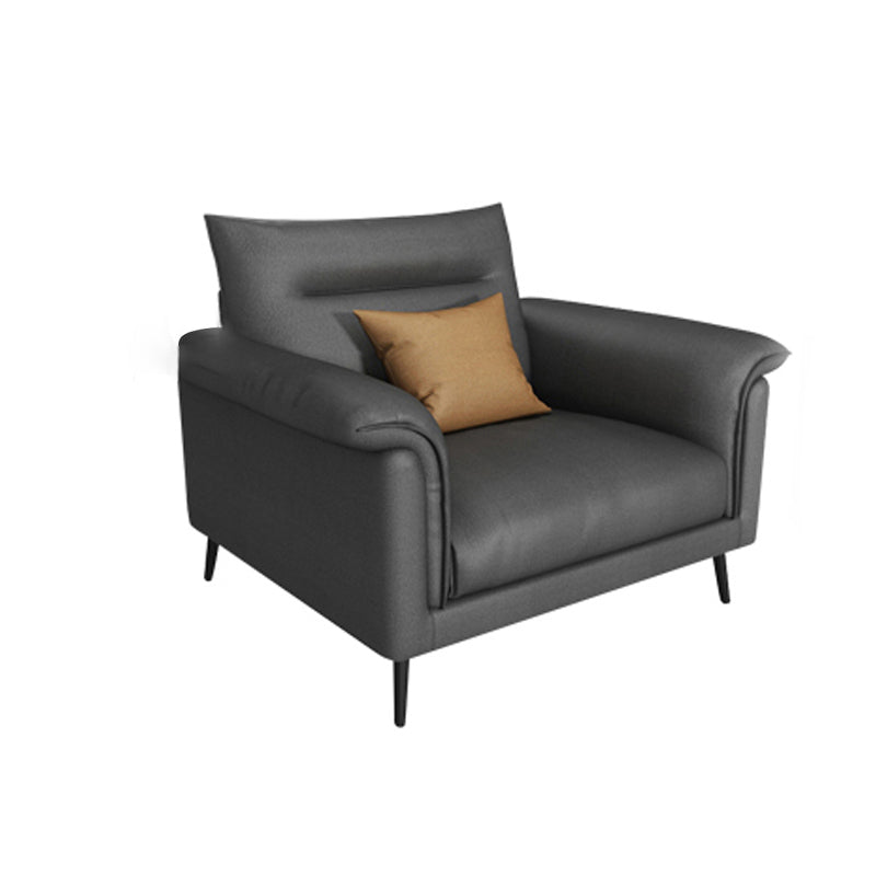 Modern Faux Leather Stain-Resistant Sofa Black Flared Arm Couch