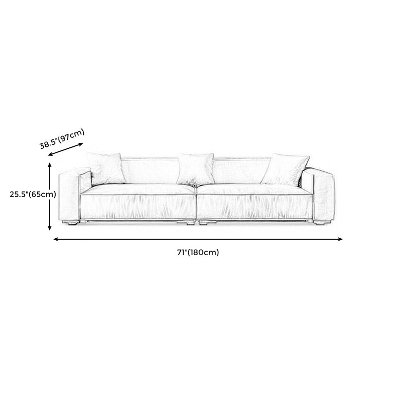 Modern Living Room Faux Leather Couch Square Arm Standard Cushions Sofa