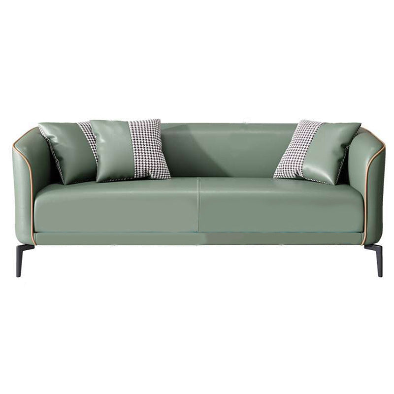 Faux Leather Tuxedo Arm Sofa 25.6" High Settee for Living Room