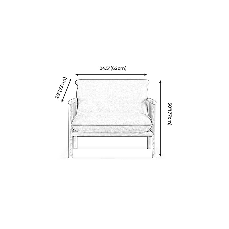 Stationary Leather Living Room Sofa Tuxedo Arm Settee in White/Brown