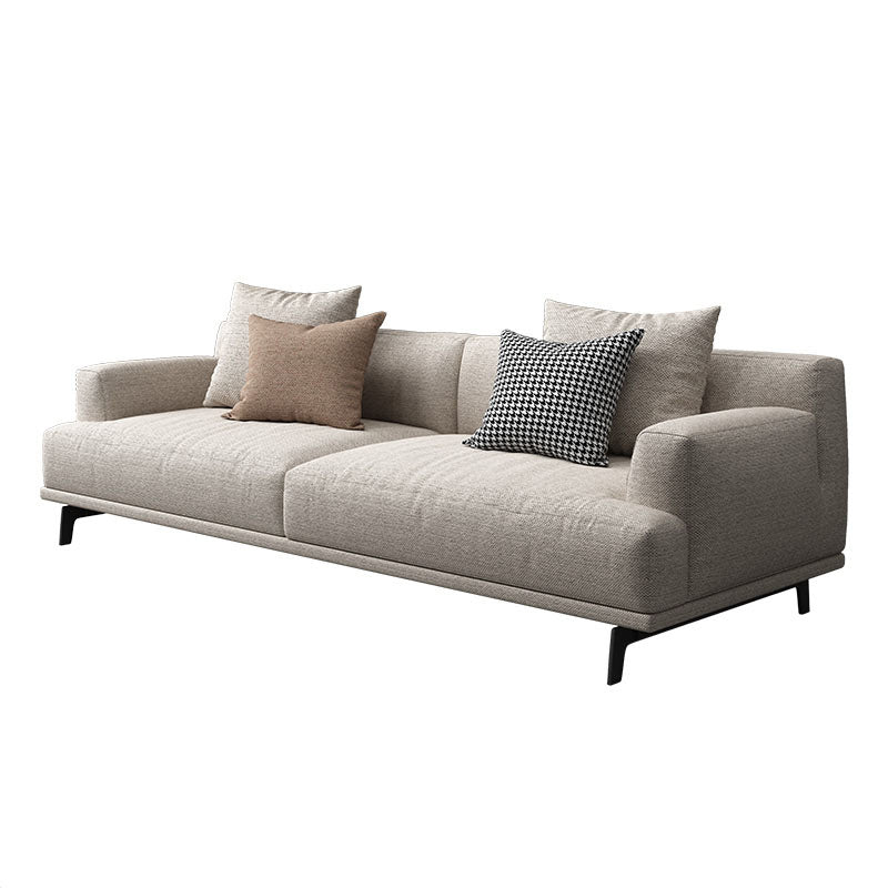 Contemporary Living Room Beige Sofa Square Arm Standard Settee