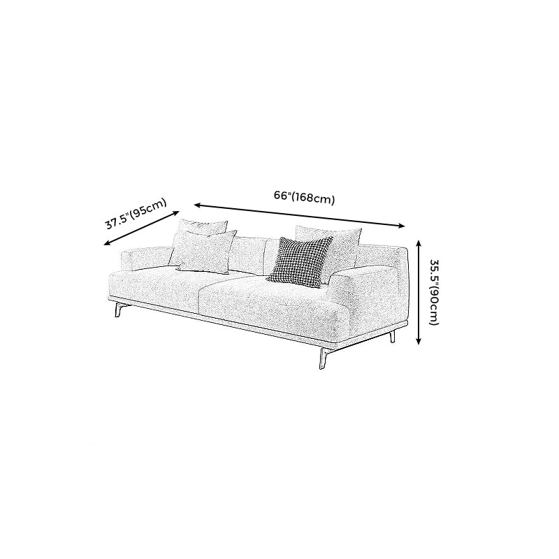 Contemporary Living Room Beige Sofa Square Arm Standard Settee