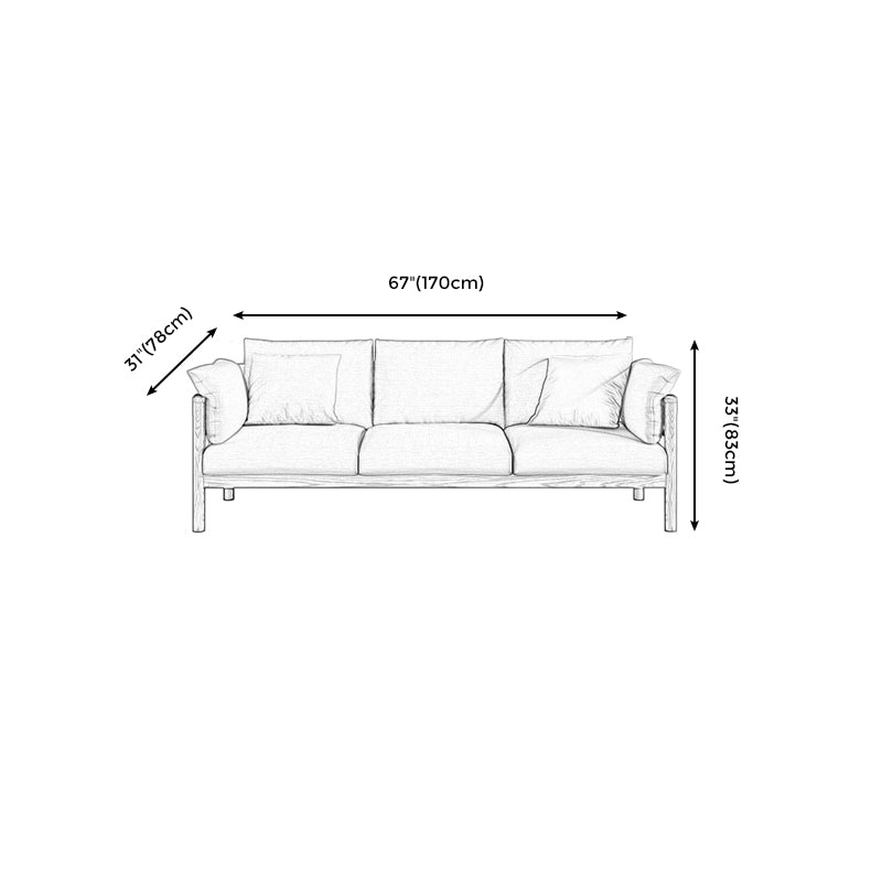 Stationary Cotton 3-seater Settee Living Room Pillow Top Arm Sofa