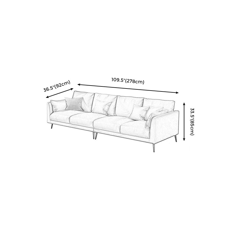 Contemporary Gray Recessed Arm Couch Living Room Faux Leather Sofa