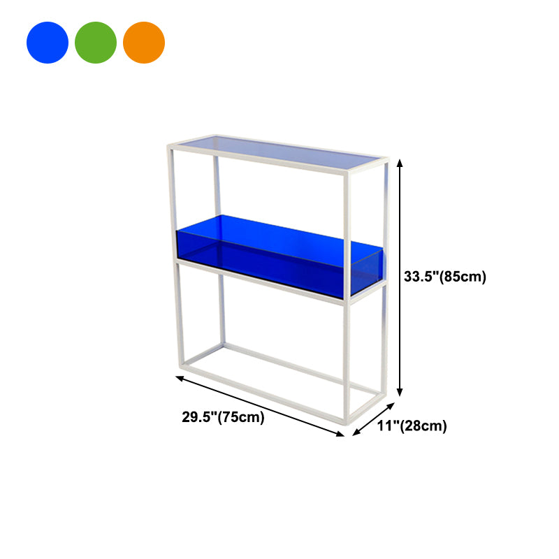 Open Scandinavian Etagere Bookshelf with White Iron Frame Acrylic Shelf