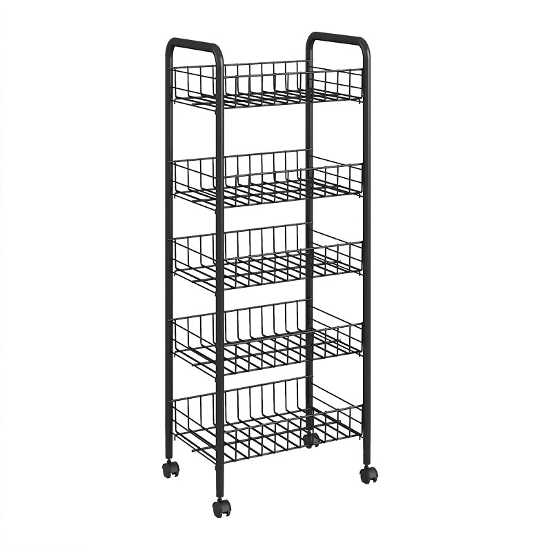 Open Industrial Etagere Bookshelf Steel Frame Plastic Shelf Bookshelf with Caster Wheels