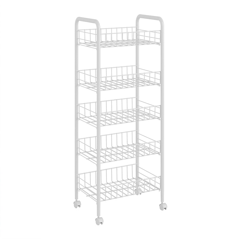 Open Industrial Etagere Bookshelf Steel Frame Plastic Shelf Bookshelf with Caster Wheels