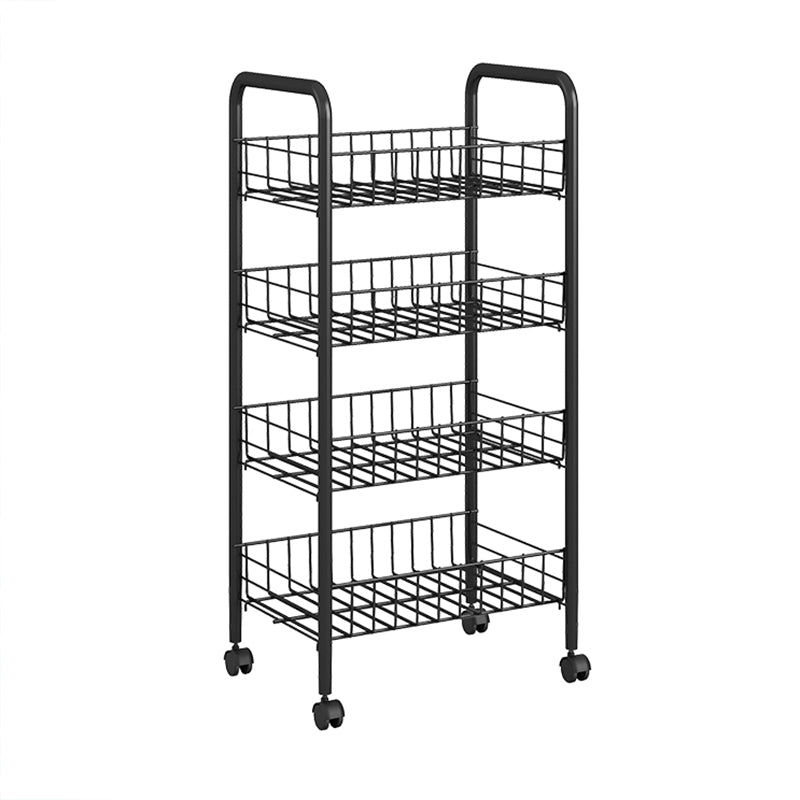 Open Industrial Etagere Bookshelf Steel Frame Plastic Shelf Bookshelf with Caster Wheels