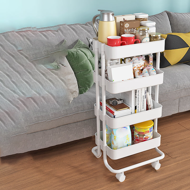 Open Industrial Etagere Bookshelf Steel Frame Plastic Shelf Bookshelf with Caster Wheels