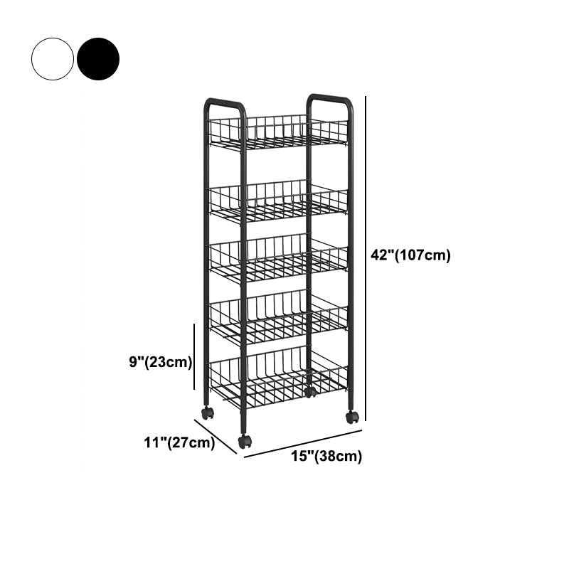 Open Industrial Etagere Bookshelf Steel Frame Plastic Shelf Bookshelf with Caster Wheels