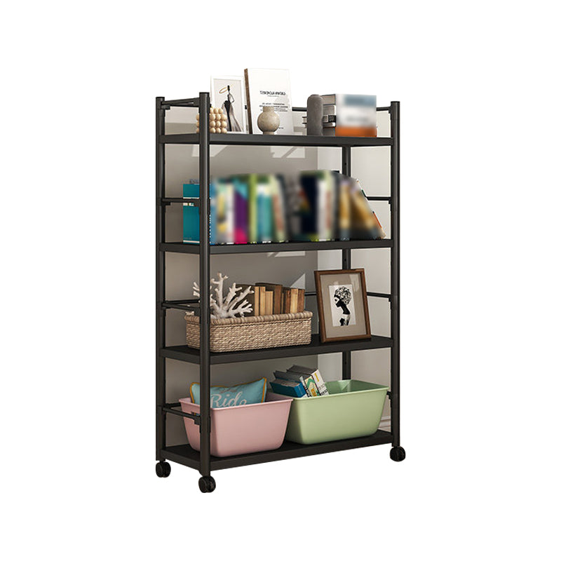 Industrial Steel Etagere Bookshelf Vertical Open Bookshelf with Caster Wheels