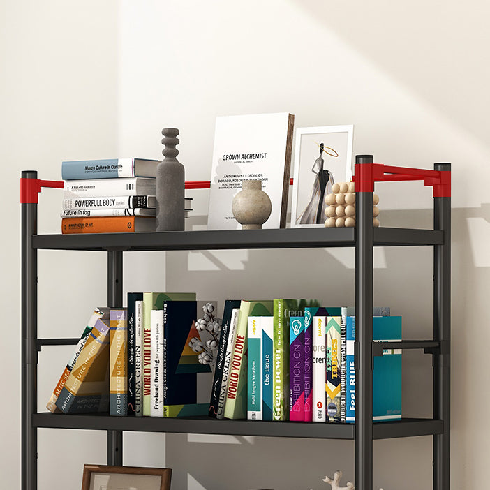 Industrial Steel Etagere Bookshelf Vertical Open Bookshelf with Caster Wheels