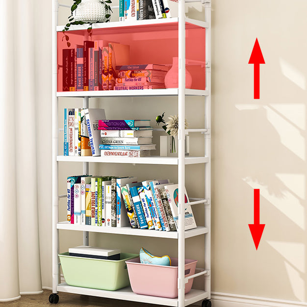 Industrial Steel Etagere Bookshelf Vertical Open Bookshelf with Caster Wheels