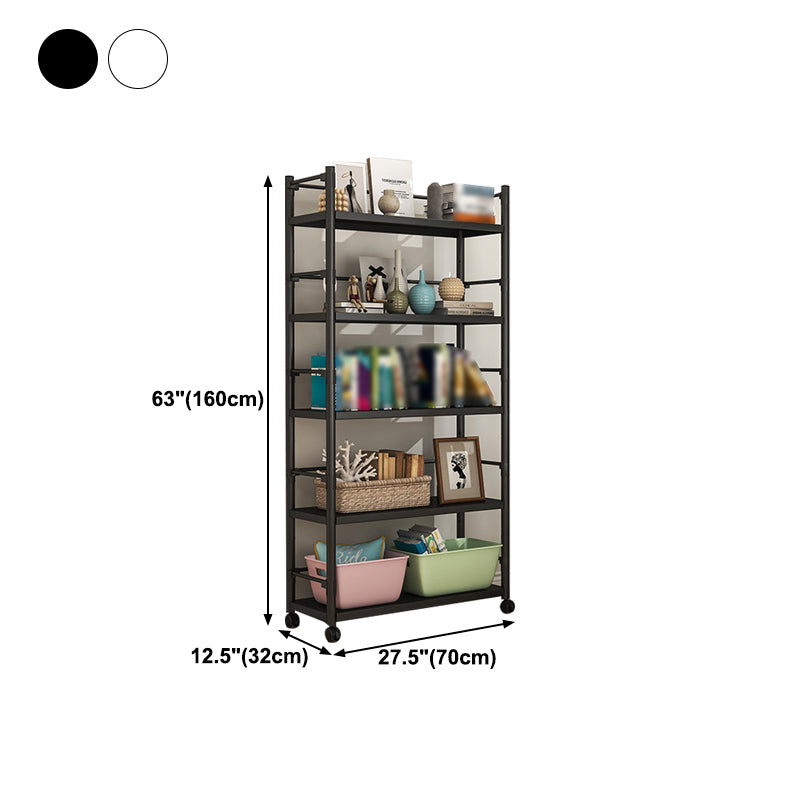 Industrial Steel Etagere Bookshelf Vertical Open Bookshelf with Caster Wheels