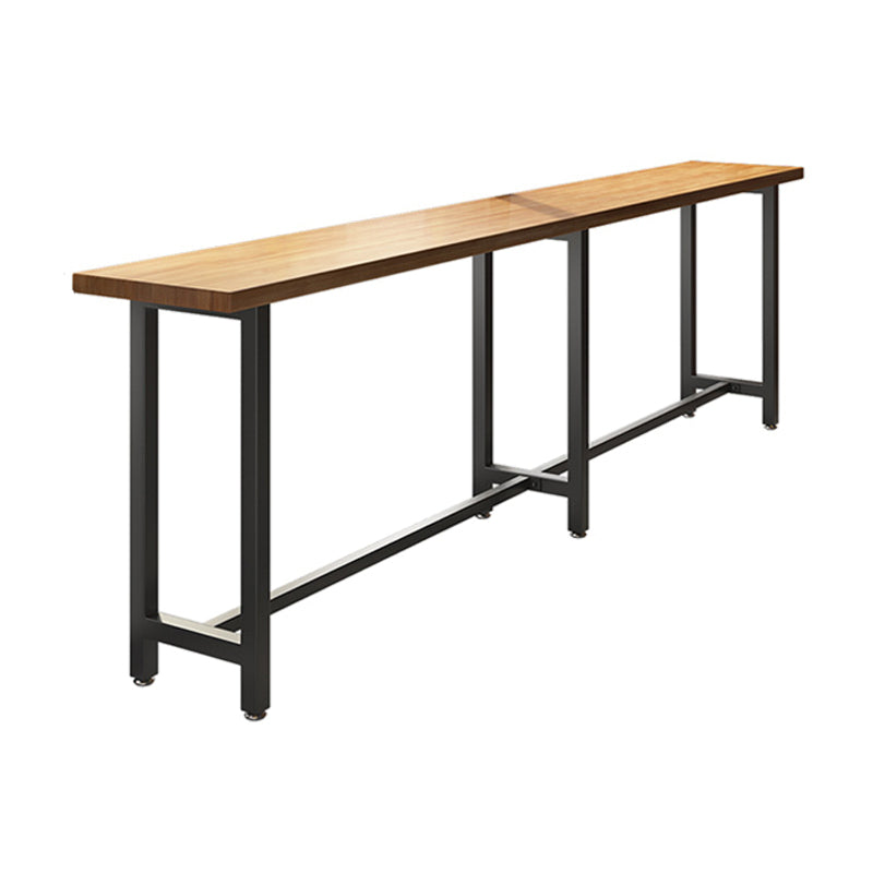 Pine Wood Bar Dining Table Industrial Bar Table with Trestle Base in Black