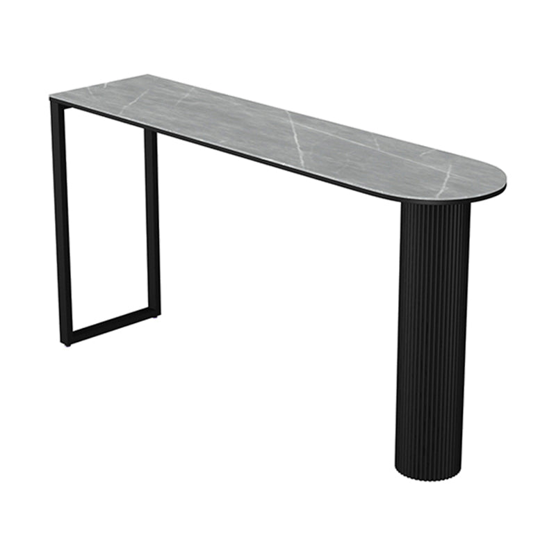 Industrial Iron Bar Dining Table with Stone Top Indoor Bistro Table Fixed Table